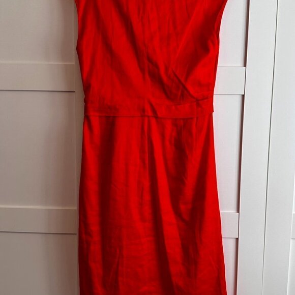 FRAME Twisted front range red linen sleeveless dress size L - Picture 6 of 6